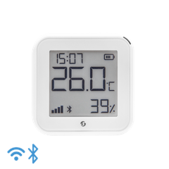 Shelly Plus HT Gen3 Smart Temperatur- og Fugtighedssensor, Wi-Fi, Hvid