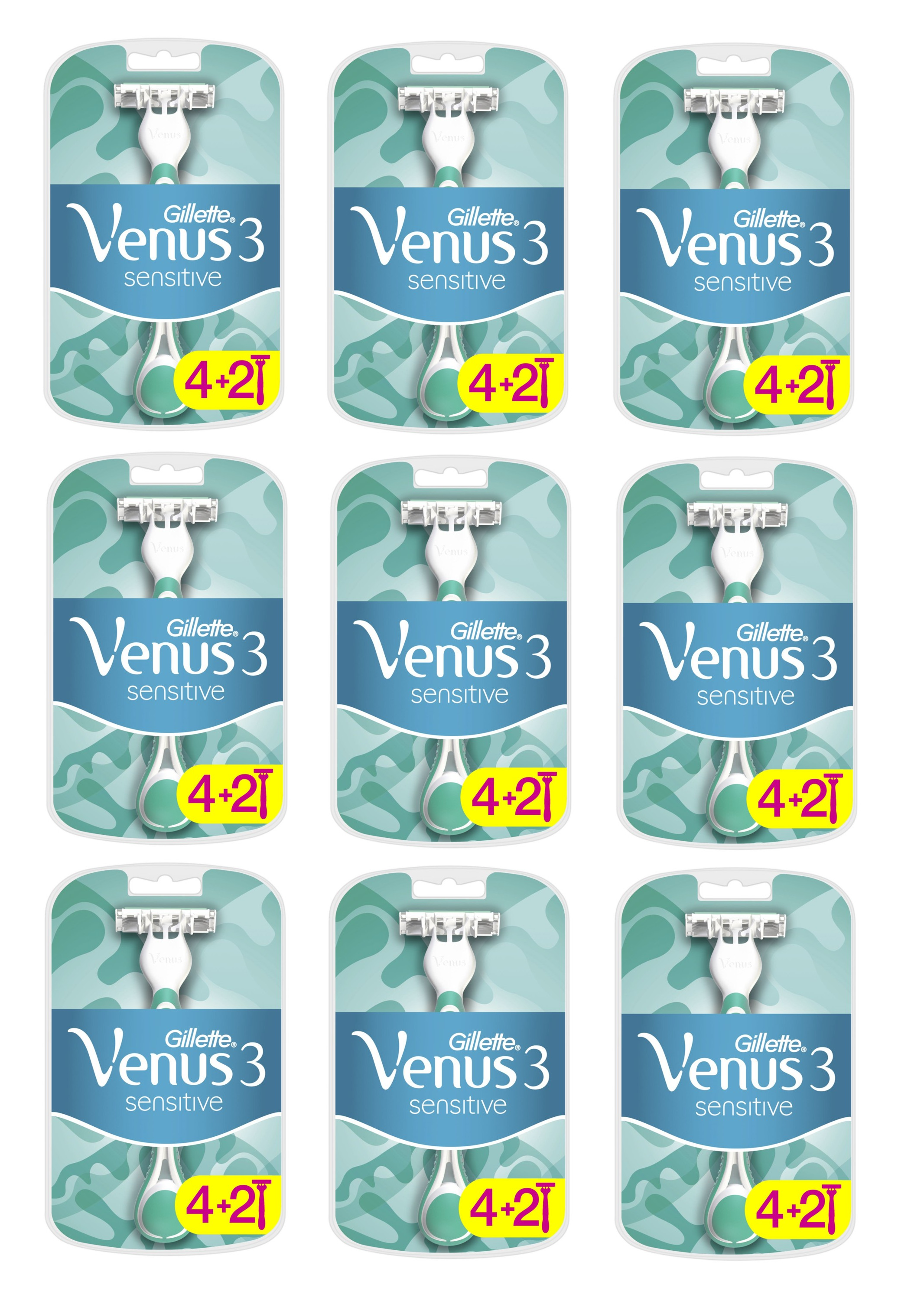 Gillette - 9 x Venus Sensitive Disposable Blades 6 pcs