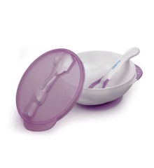 Kidsme - Deep plate with suction cup and temperature spoon Plum (KIDS9832PL)