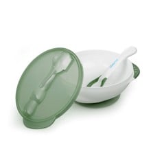 Kidsme - Deep plate with suction cup and temperature spoon Green
