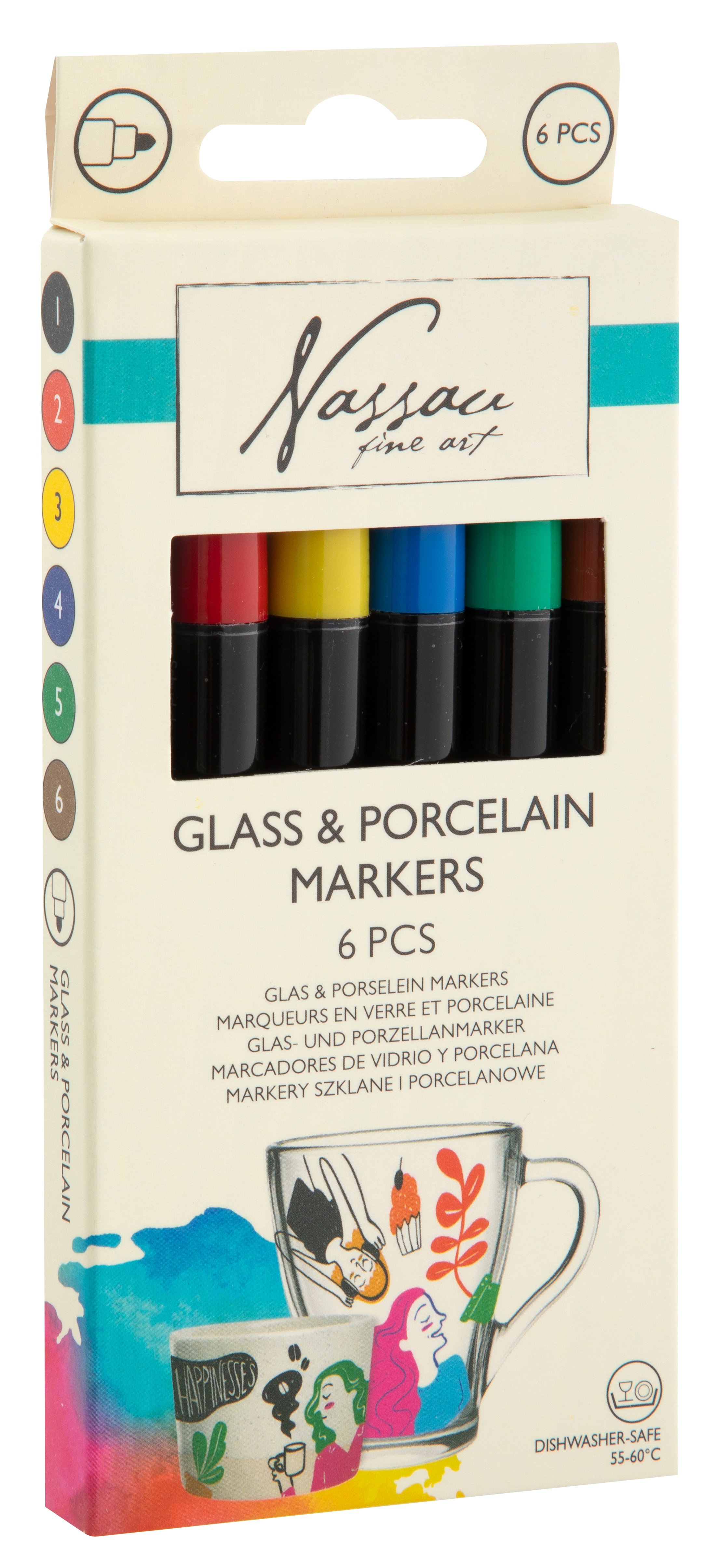 Nassau - Glass&porcelain markers (6 pcs) (AR0138/GE) - Leker