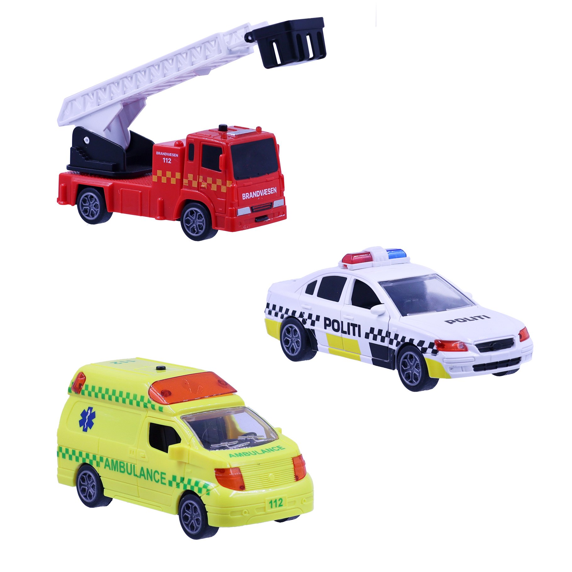 Motor 112 - Pullback Rescue Vehicles w.light&sound (3 pcs) (I-1600006)