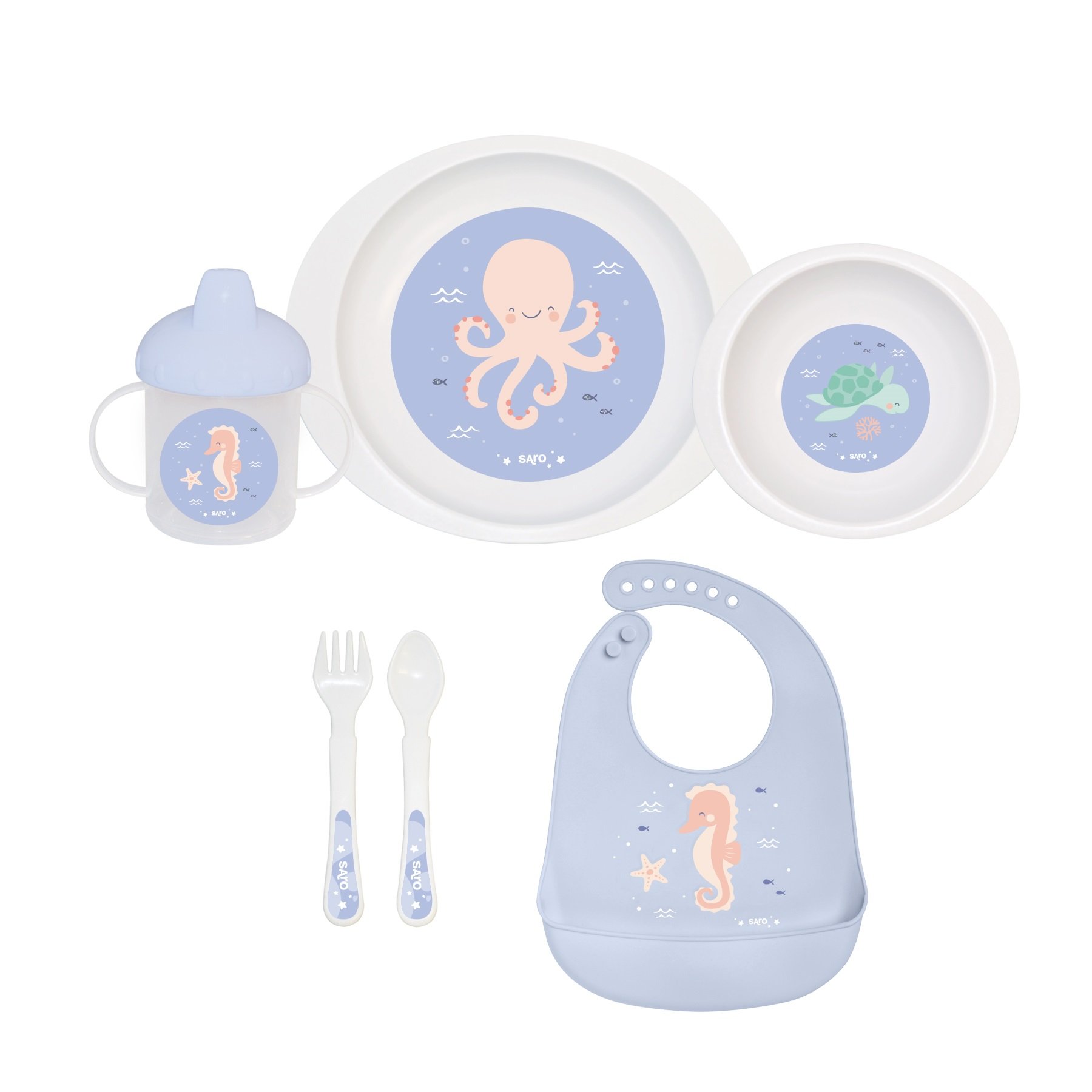 SARO Baby - Feeding Set 6 Pieces Ocean Life - Baby og barn