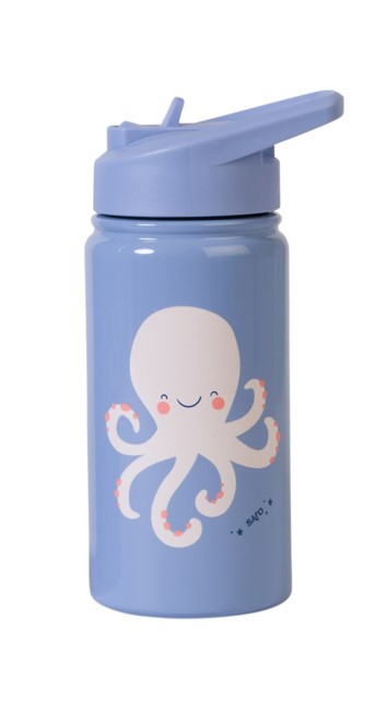 SARO Baby - Thermoflaske med Sugerør Blå 350 ml