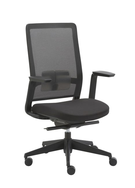 Kontorsstol med nätrygg i svart inkl. armstöd_justerbar stol