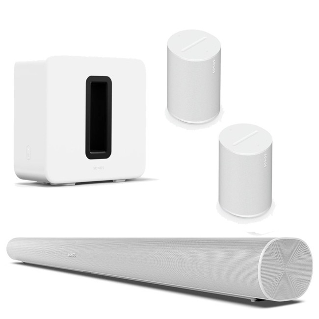 Sonos - 2x Era 100 Sub (Gen 3) & Arc - Bundle - Ultimate Home Audio System - White