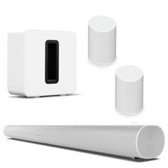 Sonos - 2x Era 100 Sub (Gen 3) & Arc Bundle - Det Ultimative Hjemmelydsystem - Hvid