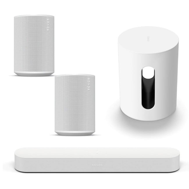 Sonos - Beam, Sub Mini & 2x Era 100 White - Bundle