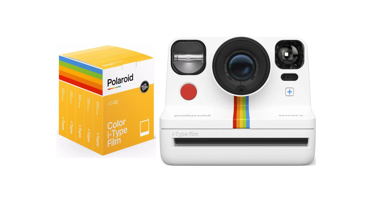 Polaroid - Now + Gen 2 Camera White + Color film I-Type 40-pack - Bundle