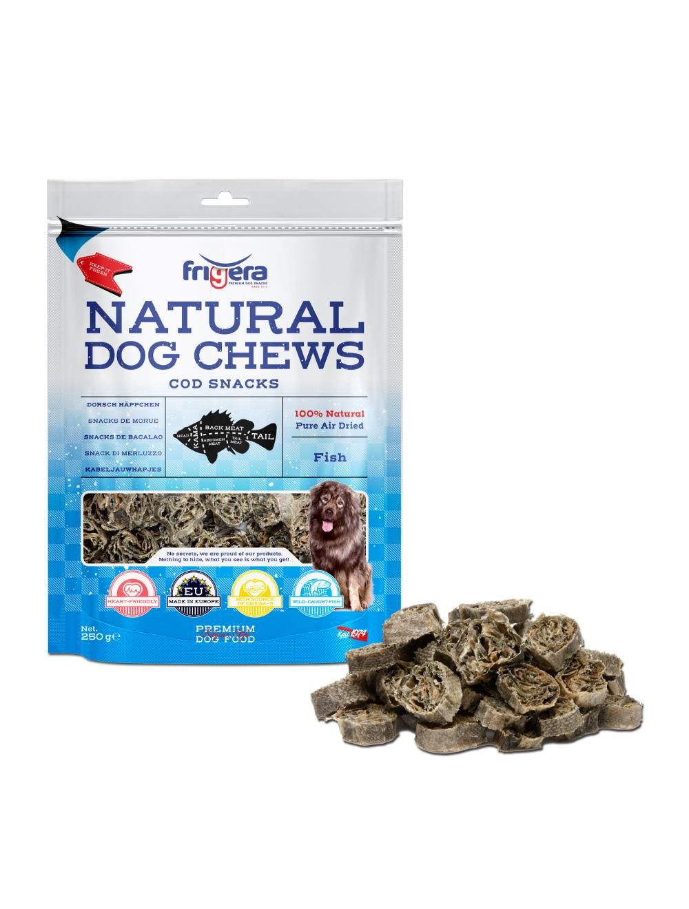Frigera - Natural Dog Chews Cod snacks 250gr - (402285850647) - Kjæledyr og utstyr