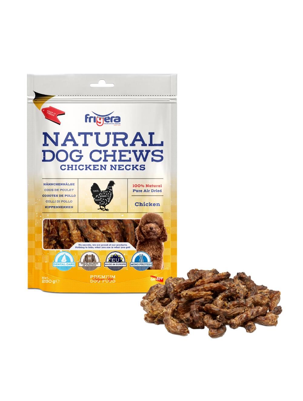 Frigera - Natural Dog Chews Chicken necks 250gr - (402285851768) - Kjæledyr og utstyr