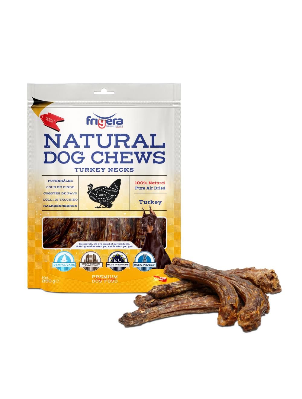 Frigera - Natural Dog Chews Turkey necks 250gr - (402285851772) - Kjæledyr og utstyr