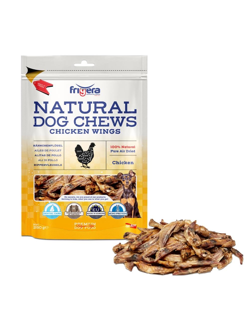 Frigera -Natural Dog Chews Chicken wings 250gr - (402285851774) - Kjæledyr og utstyr