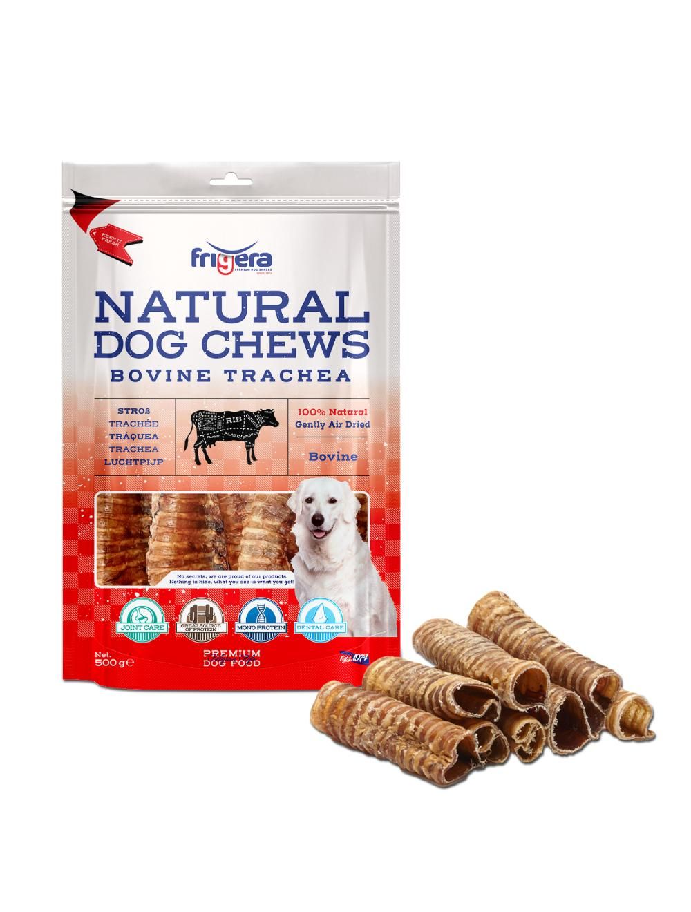 Frigera - Natural Dog Chews Bovine trachea 500gr - (402285851824) - Kjæledyr og utstyr