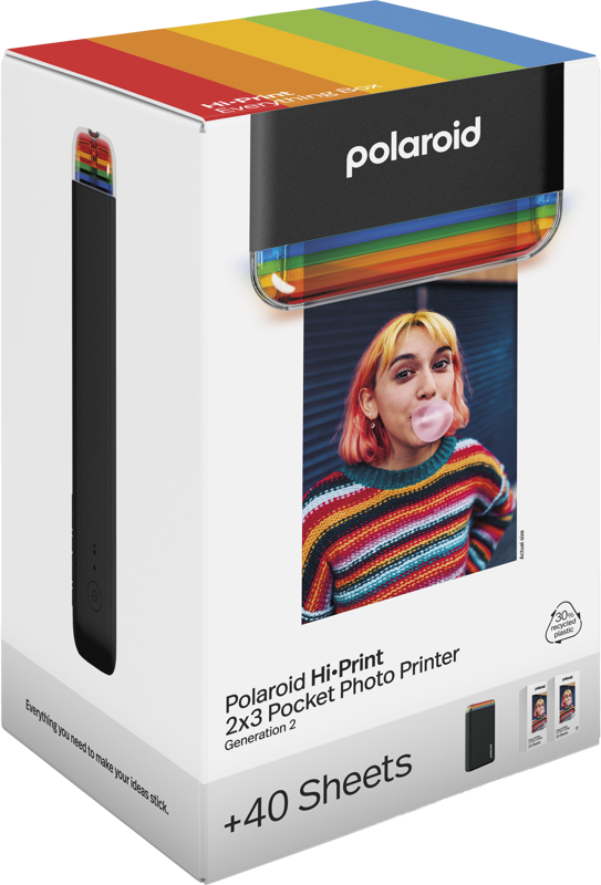 Polaroid Hi-Print 2x3 Gen 2 Pocket Photo Printer Everything Box - Black Fotoskriver