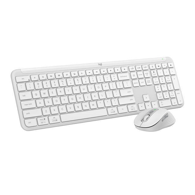 Logitech - Signature Slim Wireless Keyboard and Mouse Combo MK950 Off-White NORDIC