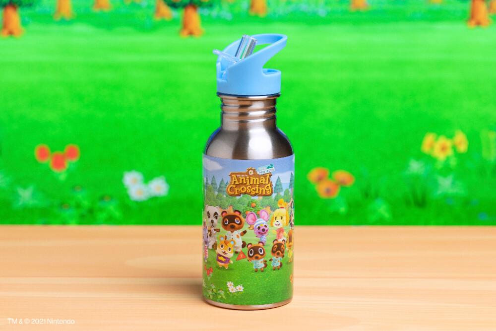 Animal Crossing Metal Water Bottle w Straw 500ml