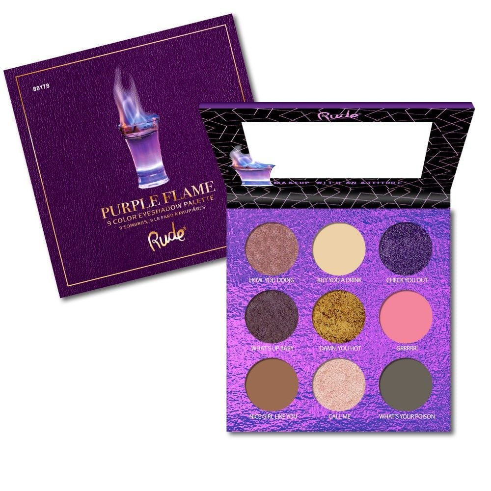 Rude Cosmetics - Cocktail Party 9 Eyeshadow Palette 11,25 gr. - Purple Flame - Skjønnhet