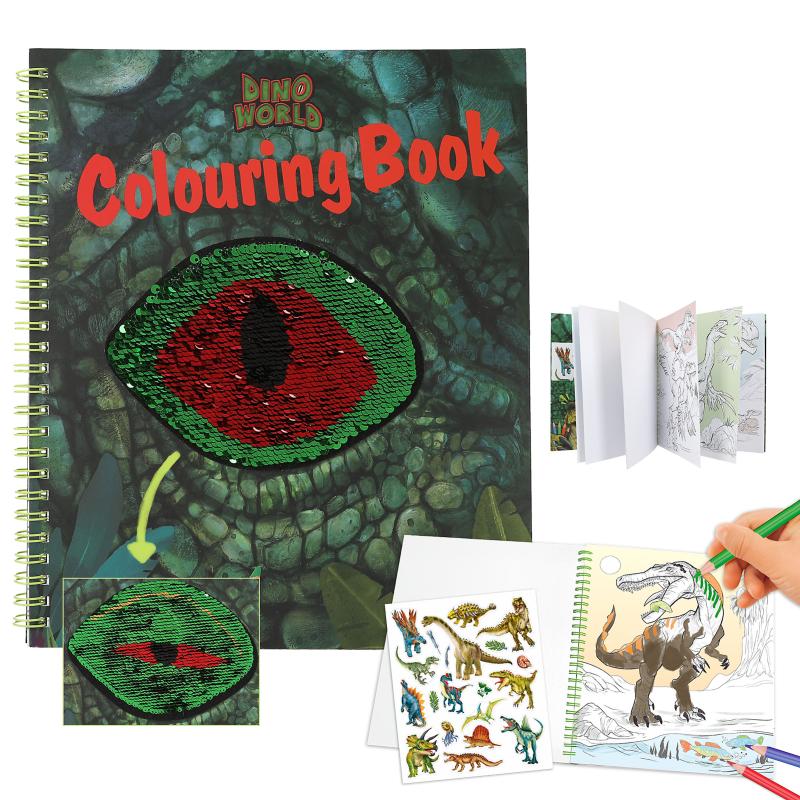 Dino World - Colouring Book With Reservible Seqins ( 0412757 ) - Leker