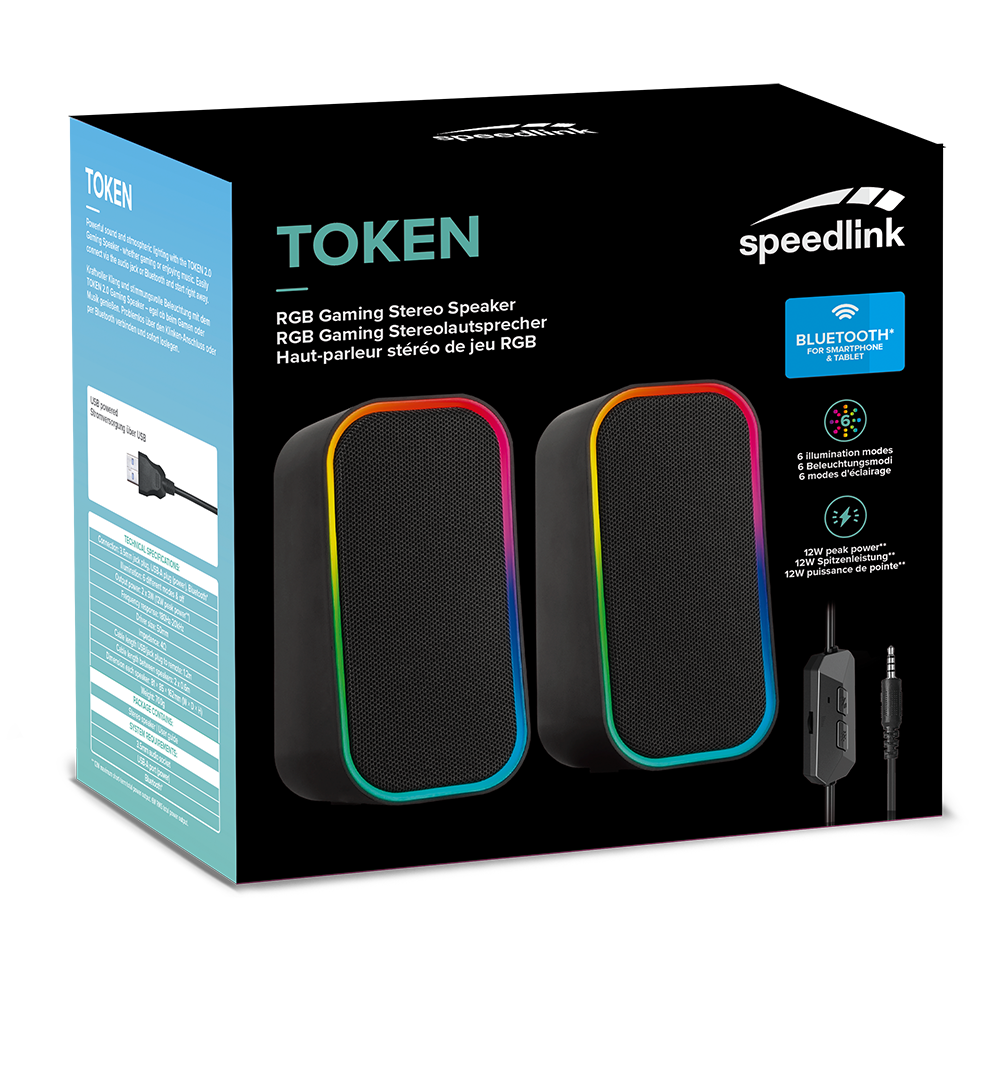 Speedlink - TOKEN RGB Gaming Stereo Speaker, black - Datamaskiner