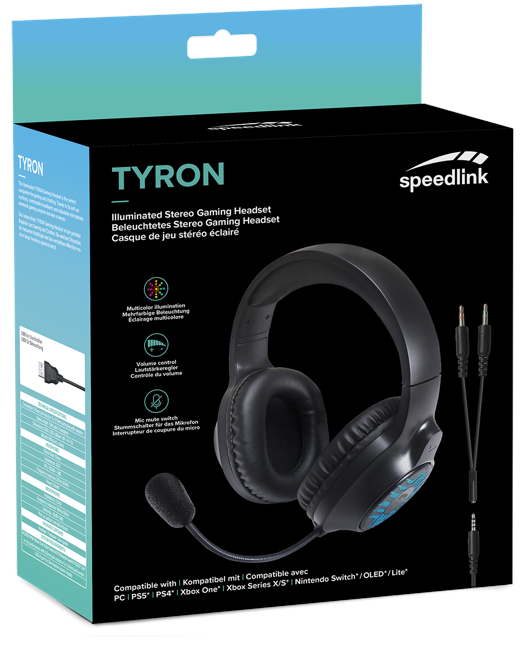 Speedlink - TYRON RGB Gaming Stereo Headset - för PC/PS5/PS4/Xbox Series X/S/Switch/OLED/Lite, svart