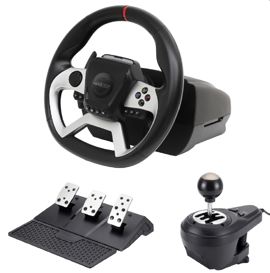 Maxx Tech Pro FF Racing Wheel Kit (Wheel, 3-pedal set&shifter) - PS4/PC/ XBOX - Videospill og konsoller