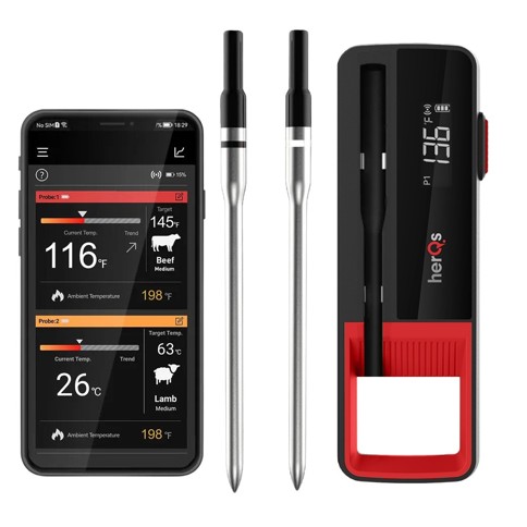 HerQs Double Max – Doppelthermometer für Grill, Ofen und Heißluftfritteuse