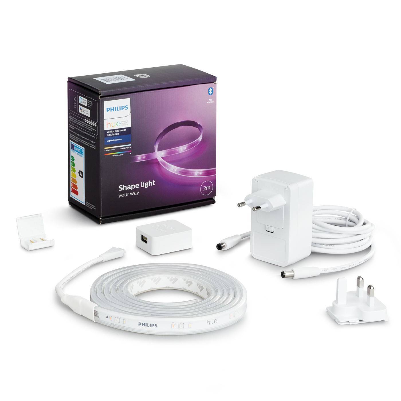 Hue white and color ambiance lightstrip store starter kit