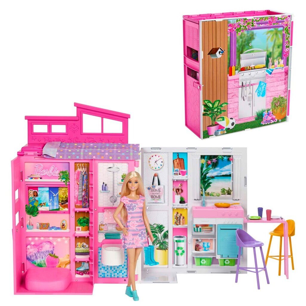 Barbie Lekesett med Dukke Getaway House -  Motedukker & Tilbehør - Plast