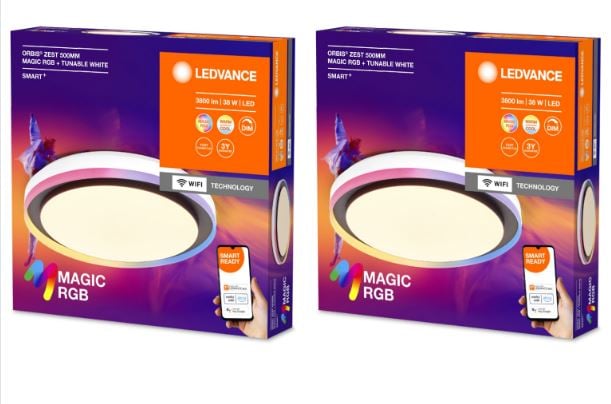 Ledvance - 2x SMART+ Orbis Zest Magic - 3800lm, 38W, WiFi, RGB+827-865, 500mm Black/White - Bundle