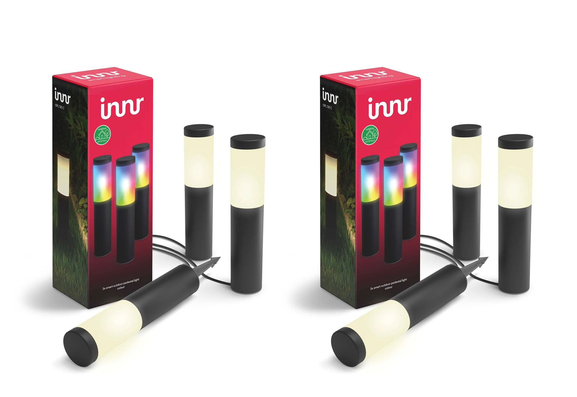 INNR - 2x Smart Udendørs Pedestal Light Bundle - 3 Pack OPL 130 C Post - Bundle