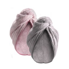 Parsa - 2 x microfiber hair turban - Grey and pink