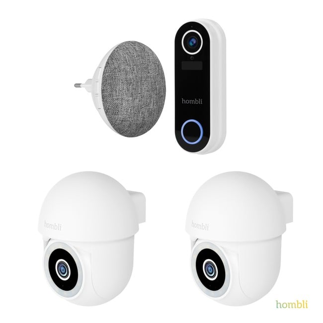 Hombli - Hombli Smart Doorbell Pack + Hombli Smart Pan & Tilt Cam - Hvid BUNDLE