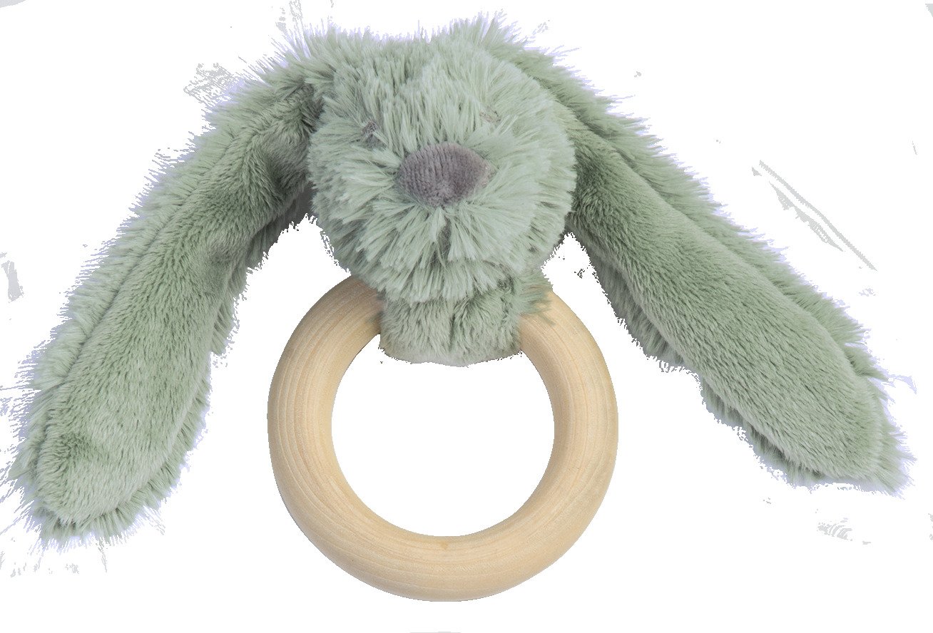 Happy Horse - Rabbit Richie Wooden Teething Ring - 12 cm - Green - 133190 - Leker