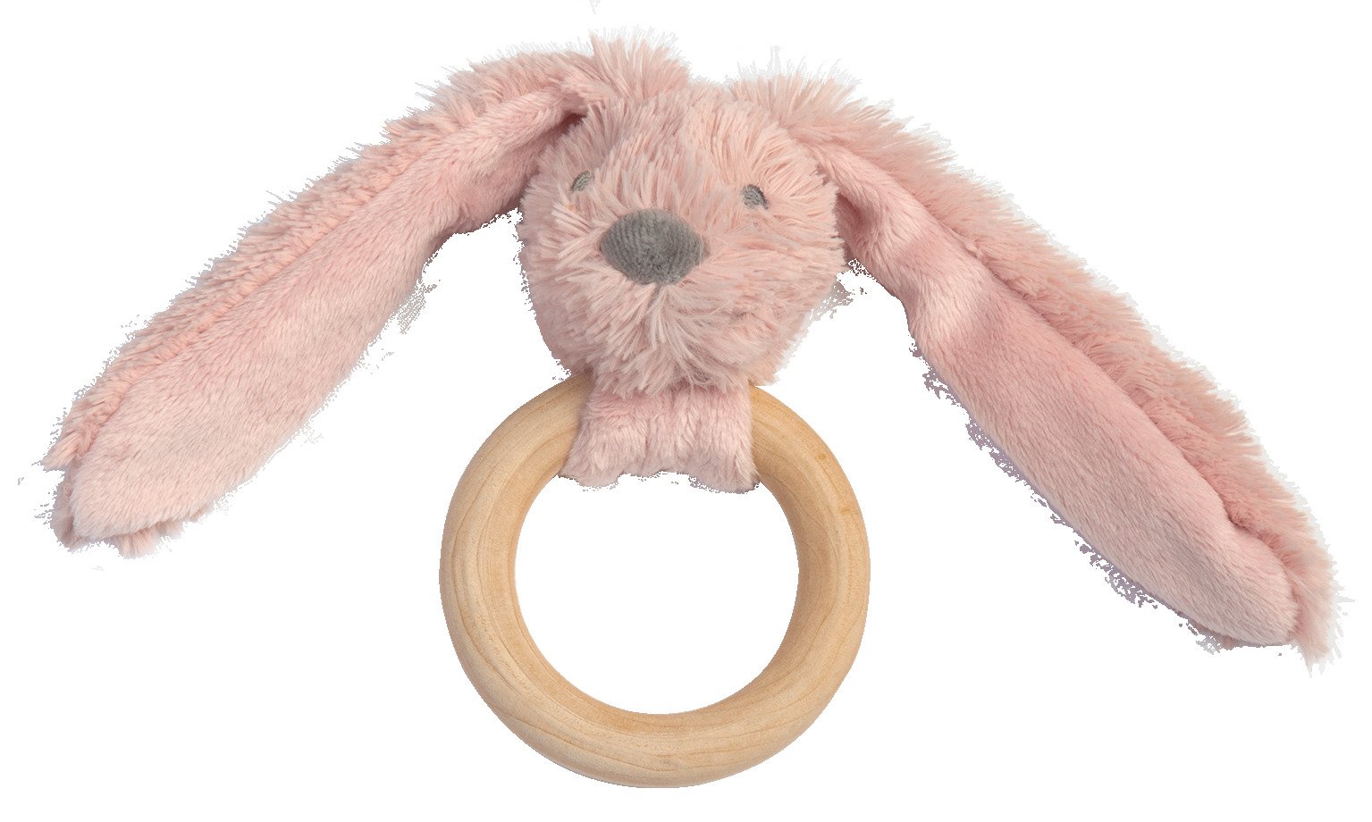 Happy Horse - Rabbit Richie Wooden Teething Ring - 12 cm - Old Pink - 133191 - Leker