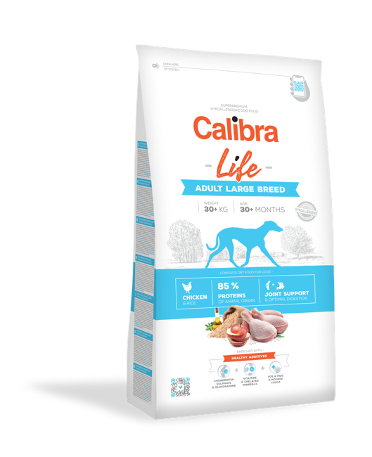 Calibra - Dog Life, Voksen, Stor Race, Kylling 12 kg