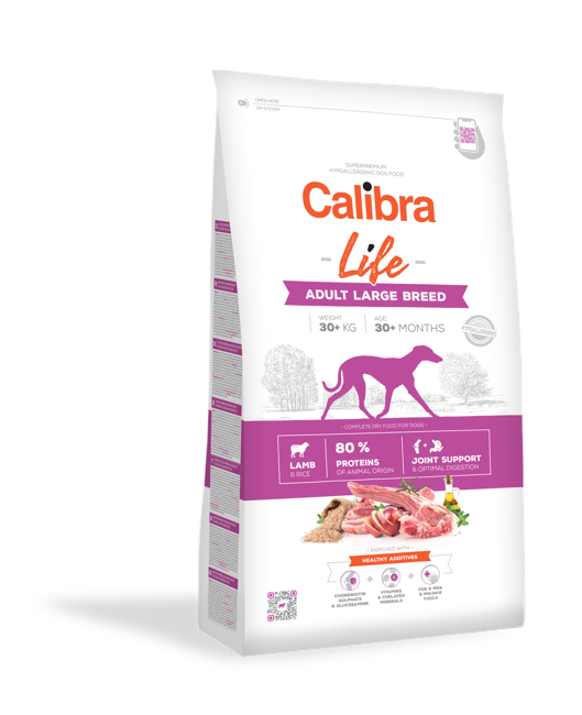 Calibra - Dog Life, Voksen, Stor Race, Lam 12 kg