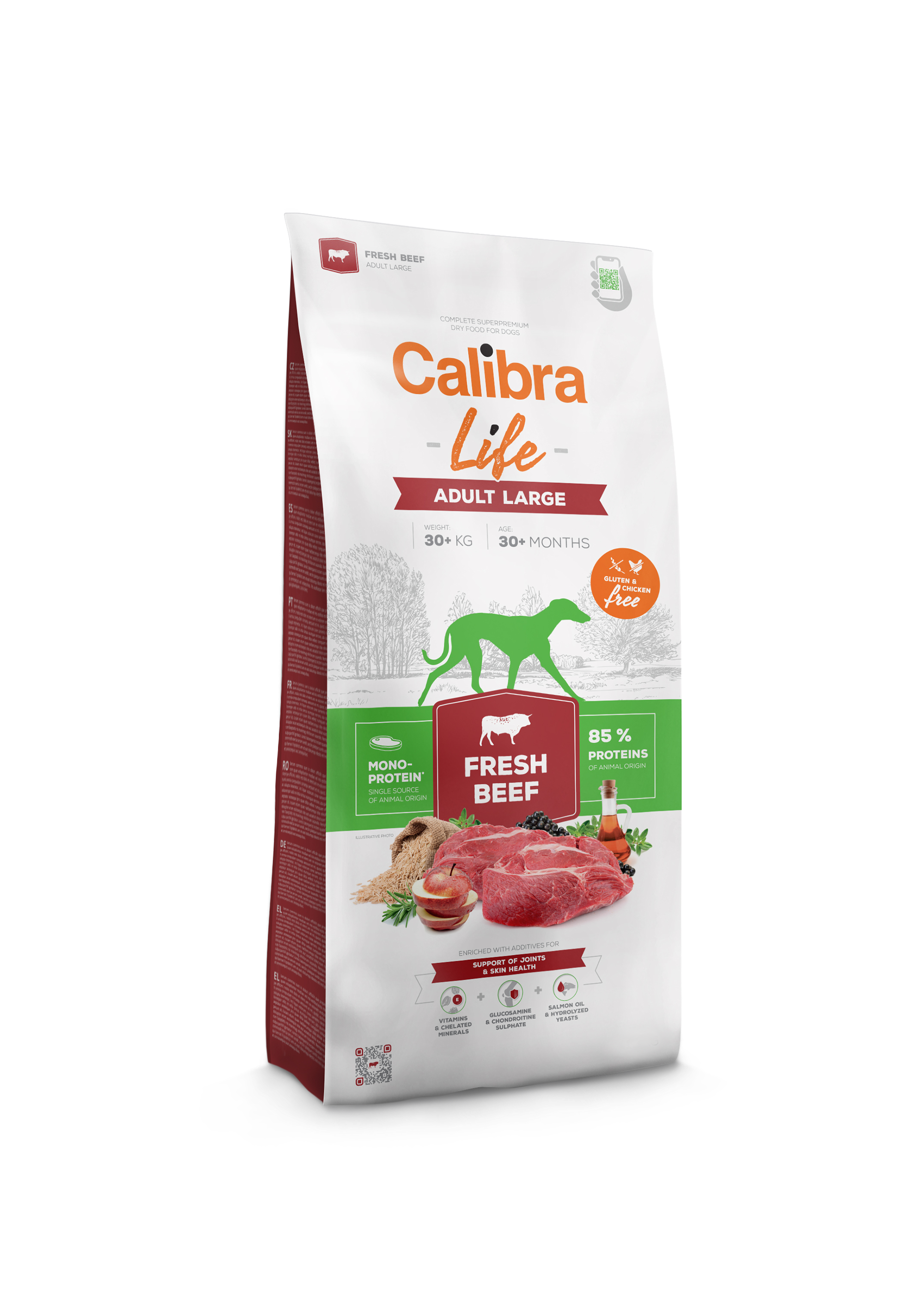 Calibra - Hundefoder Dog Life, Voksen, Stor, Frisk oskekød 12 kg