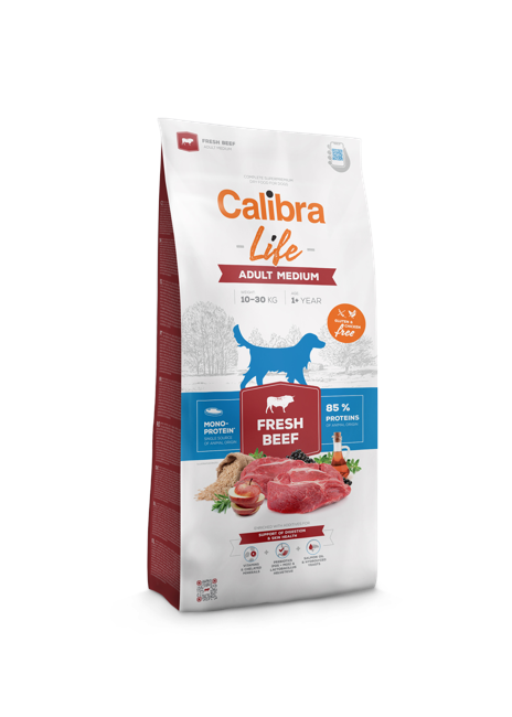 Calibra - Hundefoder Dog Life, Voksen, Medium, Frisk oskekød 12 kg