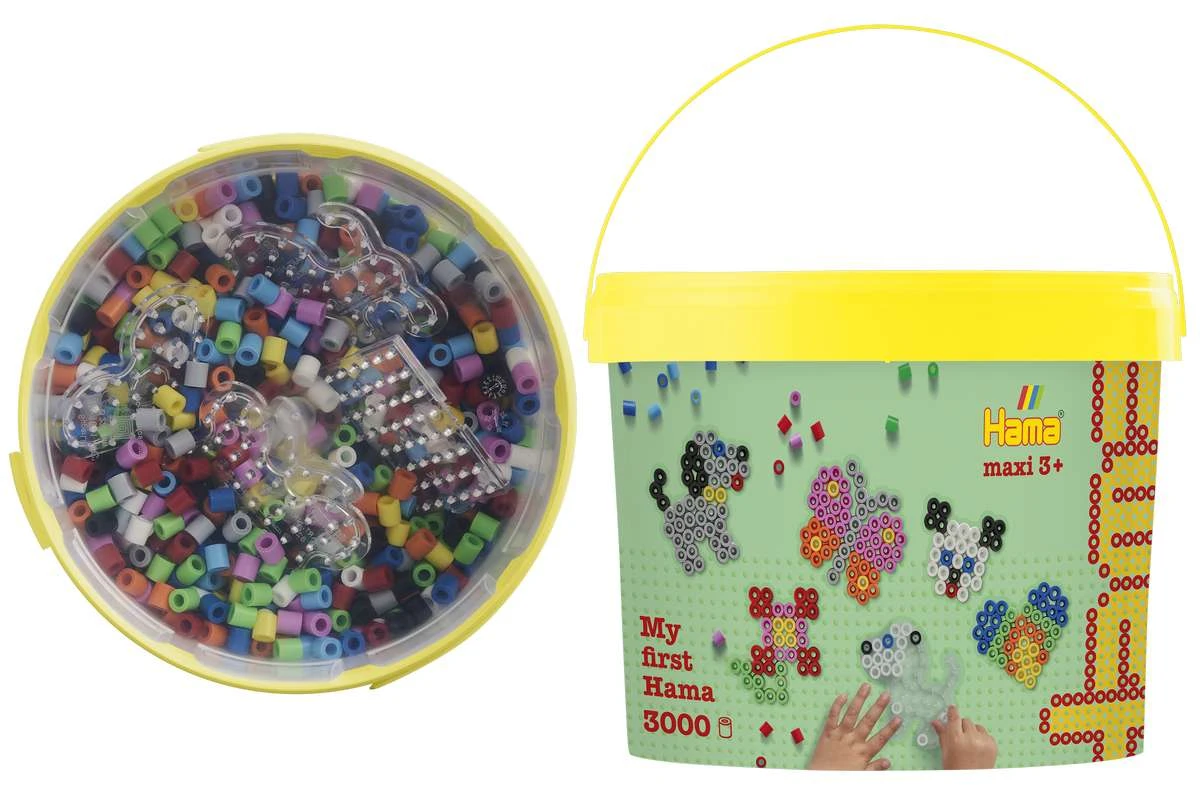 HAMA - Maxi beads - 3000pcs + 4 plates in bucket (388806) - Leker