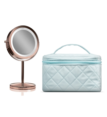 Gillian Jones - Table mirror with LED light and touch function + Beauty Box in quilted nylon Blue