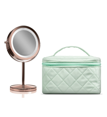 Gillian Jones - Table mirror with LED light and touch function + Beauty Box in quilted nylon Green