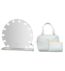 Gillian Jones - Hollywood Mirror With Adjustable light + Karen Denmark - 2 pcs Cosmetic bag Blue/white stripes