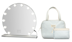 Gillian Jones - Hollywood Mirror With Adjustable light + Karen Denmark - 2 pcs Cosmetic bag Blue/white stripes