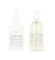 COMPAGNIE DE PROVENCE - Hand And Body Lotion Cotton Flower 300 ml + COMPAGNIE DE PROVENCE - Liquid Marseille Soap Cotton Flower 495 ml