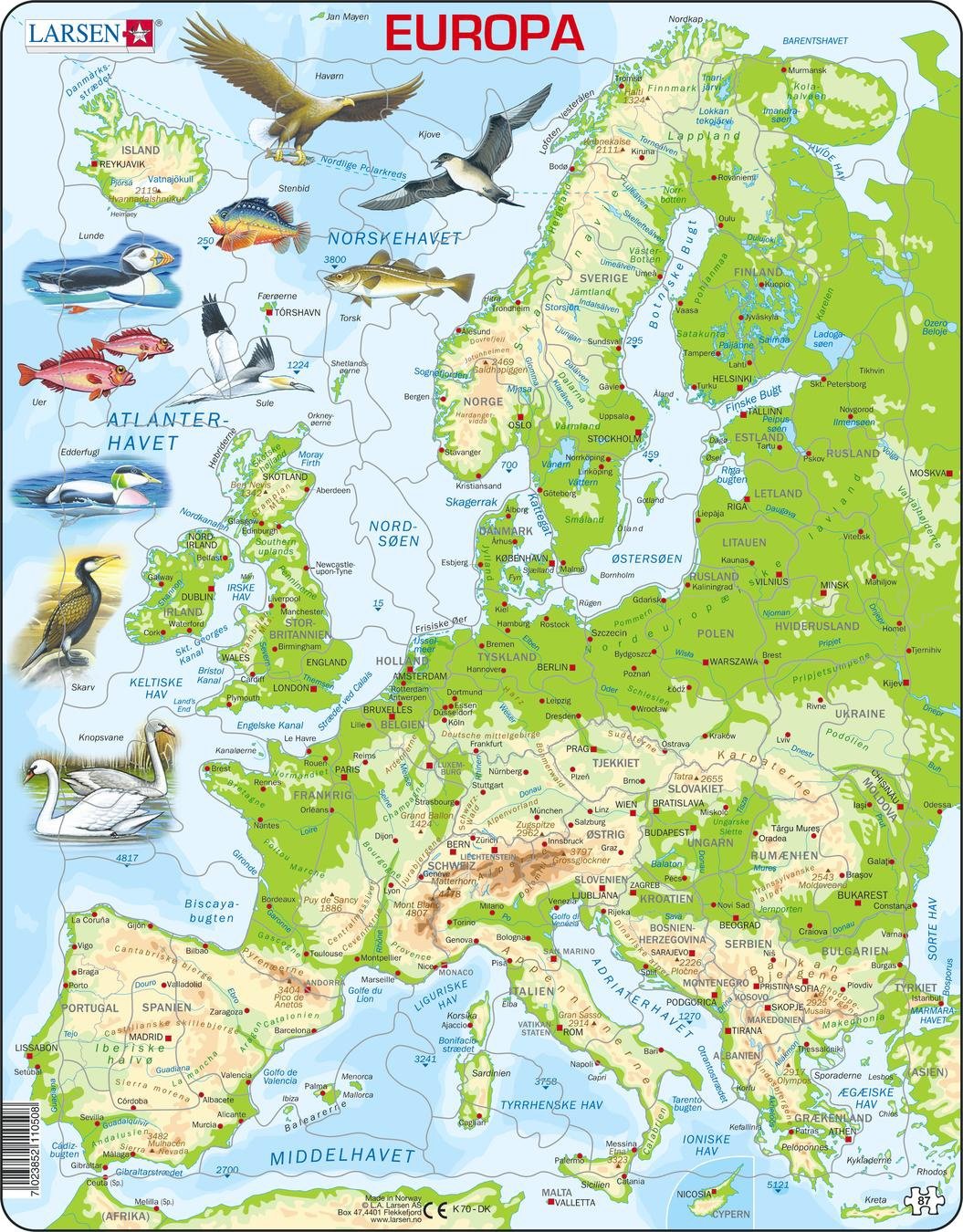 Larsen Puzzle - Europe (87 pcs) (K70) - Leker