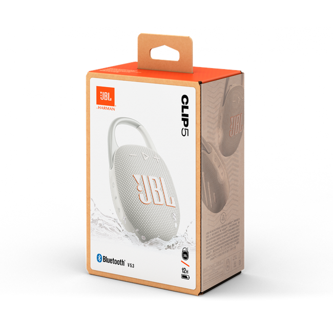 JBL - Clip5 Portable Bluetooth Speaker - White