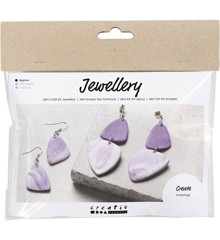 Mini DIY Kit - Smykker - Marmorerede øreringe - lys lilla