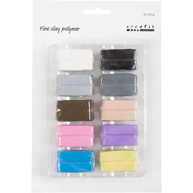 Fine Clay - Polymer - Pastelfarver (10x20 g.)