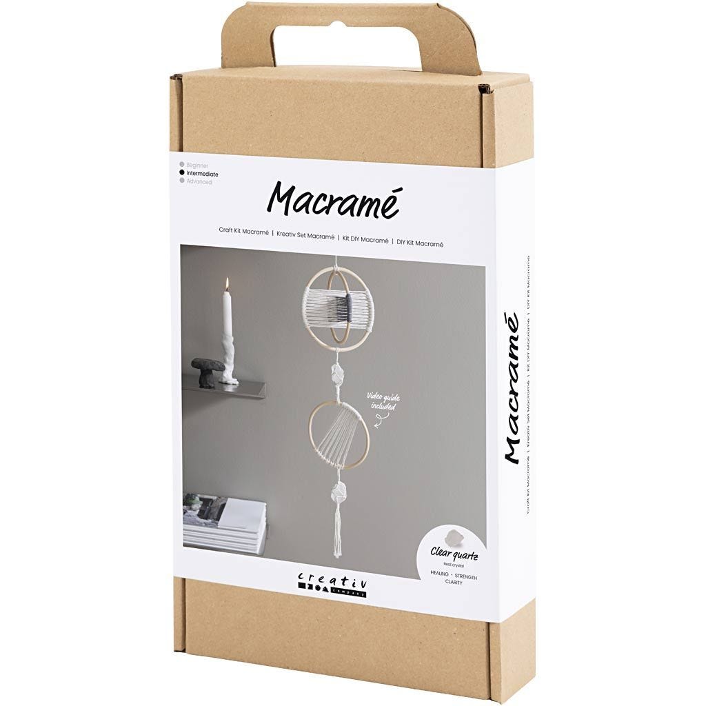 DIY Kit Makramè, Mobil, grå, off white, 1 pk.